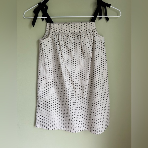 Hanna A.polka dot sleeveless sun dress Black/off white with black ribbon ties - Picture 7 of 7